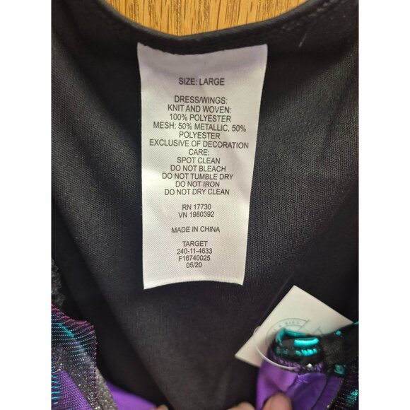 Target Girls Dragon Costume With Wings & Horns Purple/Teal Metallic Size L 100% - Picture 4 of 9